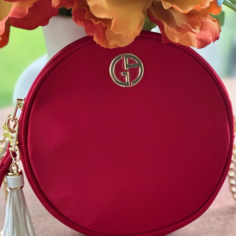 New Givenchy Beauty Red Round Cannister Cosmetic Bag Upcycled GWP - Picture 2 of 5